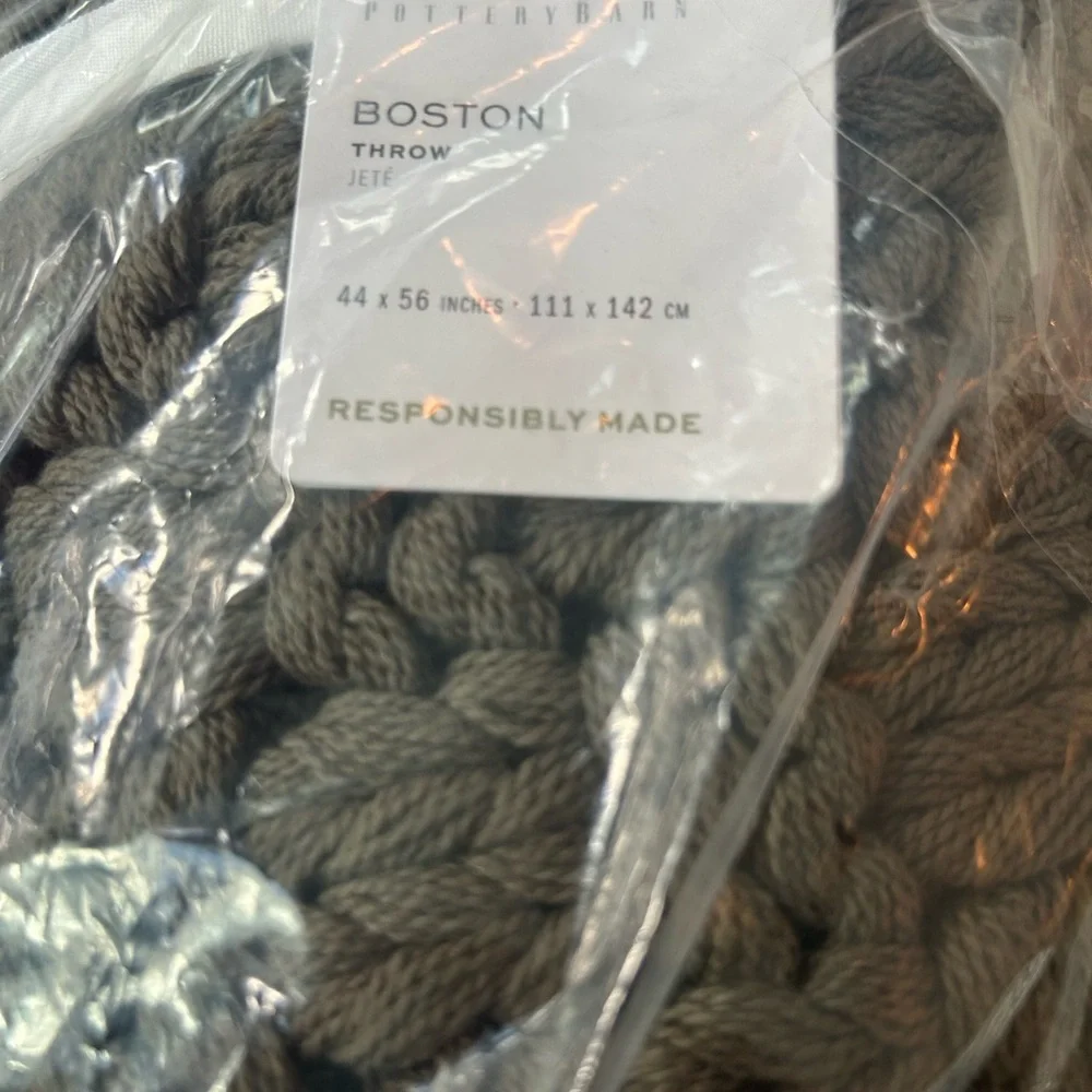 Pottery Barn Boston Throw Blanket Chunky Knit Loden Green NWT